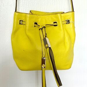 Kate Spade Yellow Pebble Leather Drawstring Grey Street Tiny Cooper Bucket Bag